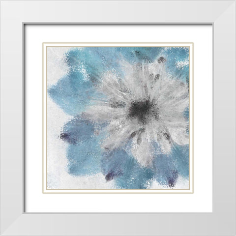 Soft Blue Bloom 2 White Modern Wood Framed Art Print with Double Matting by Allen, Kimberly
