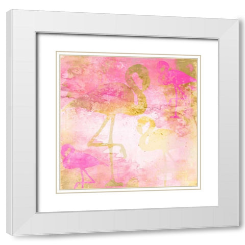 Flamingo Pink 1 White Modern Wood Framed Art Print with Double Matting by Allen, Kimberly