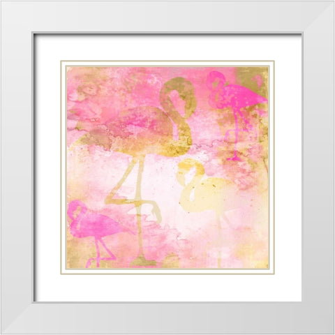 Flamingo Pink 1 White Modern Wood Framed Art Print with Double Matting by Allen, Kimberly