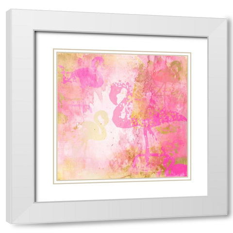 Flamingo Pink 2 White Modern Wood Framed Art Print with Double Matting by Allen, Kimberly
