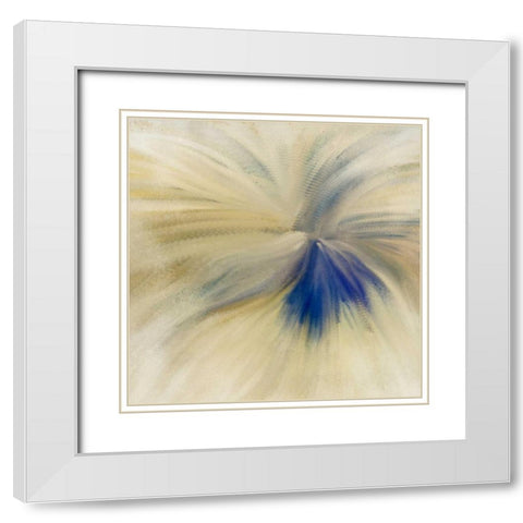 Blue Bloom White Modern Wood Framed Art Print with Double Matting by Allen, Kimberly