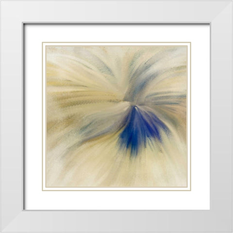 Blue Bloom White Modern Wood Framed Art Print with Double Matting by Allen, Kimberly