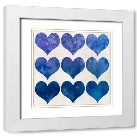 Watercolor Hearts 3 White Modern Wood Framed Art Print with Double Matting by Allen, Kimberly