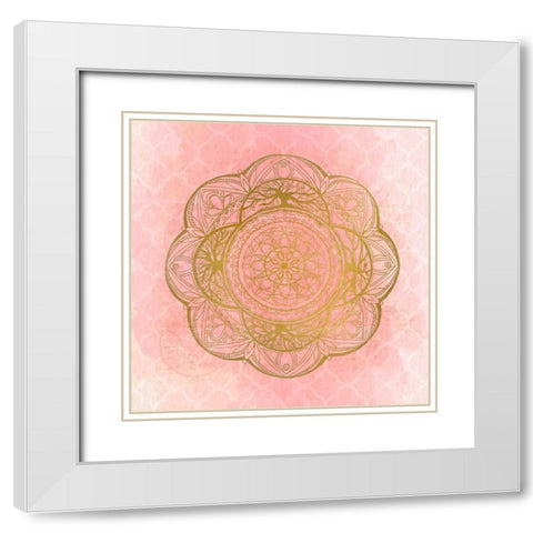 Medallion 1 White Modern Wood Framed Art Print with Double Matting by Allen, Kimberly