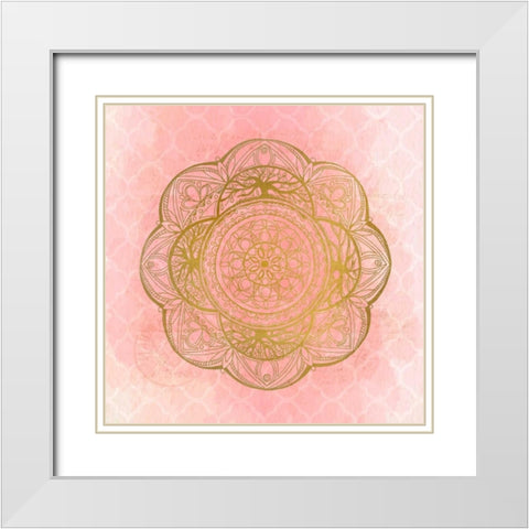 Medallion 1 White Modern Wood Framed Art Print with Double Matting by Allen, Kimberly