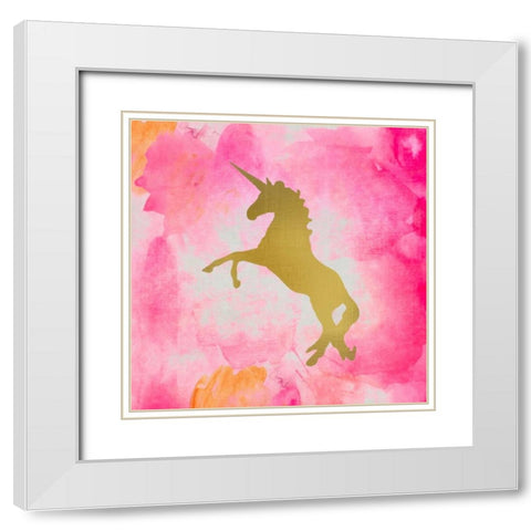 Unicorn Square 2 White Modern Wood Framed Art Print with Double Matting by Allen, Kimberly