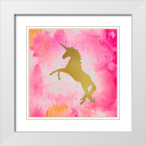 Unicorn Square 2 White Modern Wood Framed Art Print with Double Matting by Allen, Kimberly
