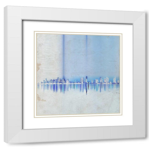 Miami in Blue White Modern Wood Framed Art Print with Double Matting by Allen, Kimberly