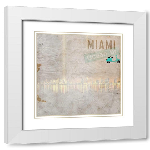 Ocean Drive White Modern Wood Framed Art Print with Double Matting by Allen, Kimberly