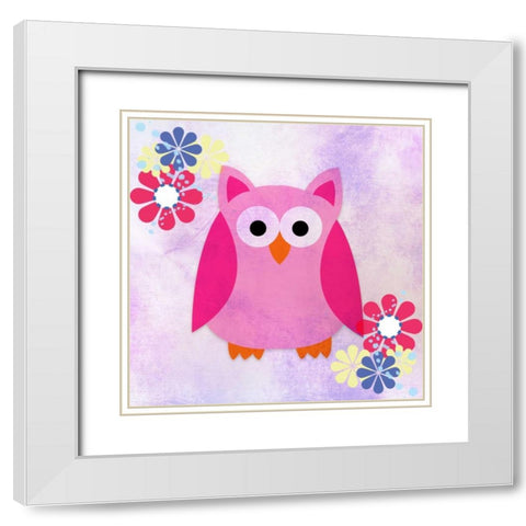 Retro Owl 1 White Modern Wood Framed Art Print with Double Matting by Allen, Kimberly