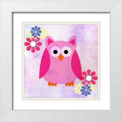 Retro Owl 1 White Modern Wood Framed Art Print with Double Matting by Allen, Kimberly