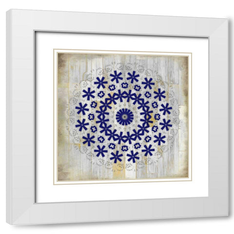 Indigo Tile 2 White Modern Wood Framed Art Print with Double Matting by Allen, Kimberly