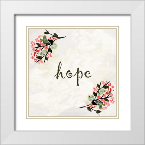 Floral Hope White Modern Wood Framed Art Print with Double Matting by Allen, Kimberly