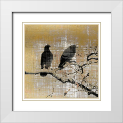 Black Birds 1 White Modern Wood Framed Art Print with Double Matting by Allen, Kimberly