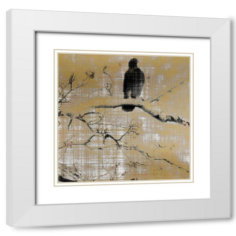 Black Birds 2 White Modern Wood Framed Art Print with Double Matting by Allen, Kimberly