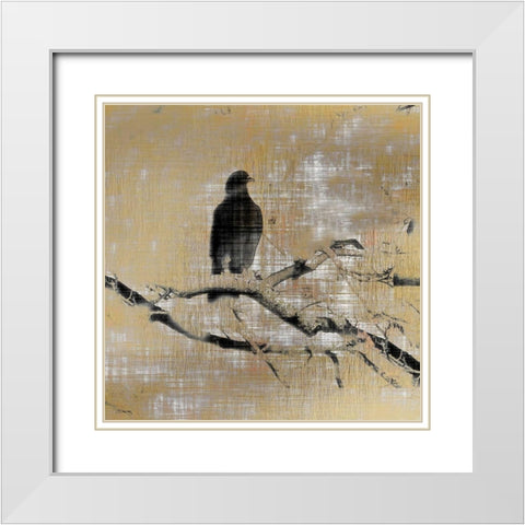 Black Birds 3 White Modern Wood Framed Art Print with Double Matting by Allen, Kimberly