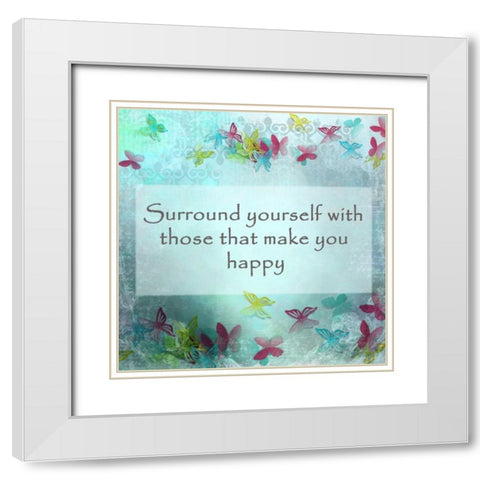 Surrounding Happiness White Modern Wood Framed Art Print with Double Matting by Allen, Kimberly
