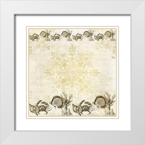 Indigo Coral Gold White Modern Wood Framed Art Print with Double Matting by Allen, Kimberly