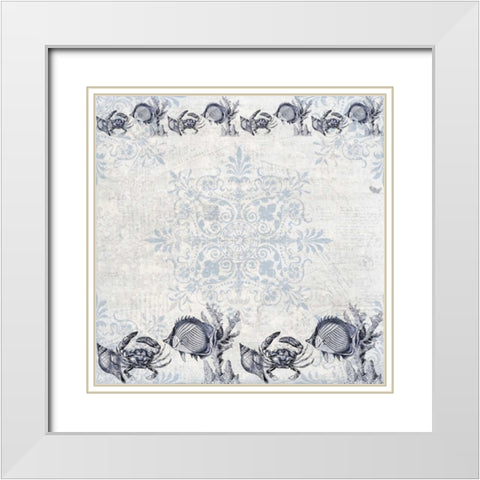 Indigo Coral White Modern Wood Framed Art Print with Double Matting by Allen, Kimberly