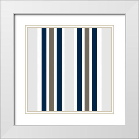 Indigo Coral Pattern White Modern Wood Framed Art Print with Double Matting by Allen, Kimberly