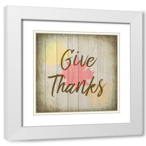 Give Thanks White Modern Wood Framed Art Print with Double Matting by Allen, Kimberly