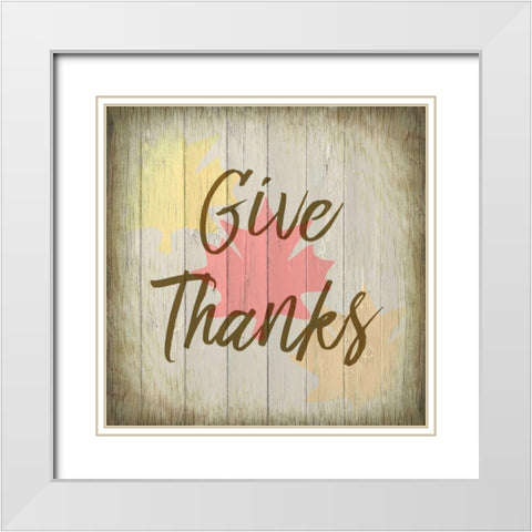 Give Thanks White Modern Wood Framed Art Print with Double Matting by Allen, Kimberly