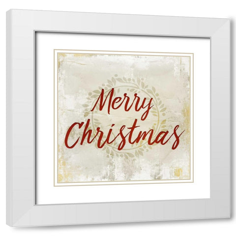 Merry Christmas White Modern Wood Framed Art Print with Double Matting by Allen, Kimberly