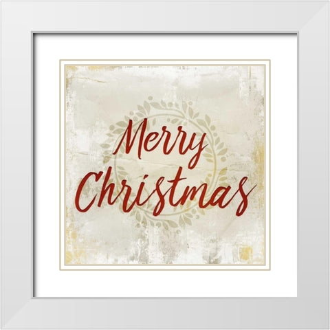 Merry Christmas White Modern Wood Framed Art Print with Double Matting by Allen, Kimberly