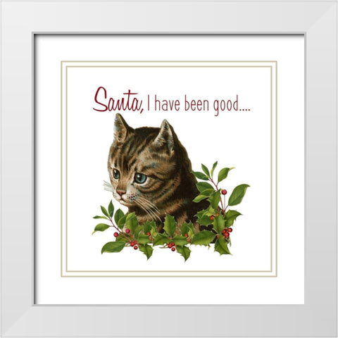 Cat Christmas 1 White Modern Wood Framed Art Print with Double Matting by Kimberly, Allen