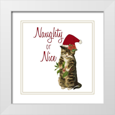 Cat Christmas 3 White Modern Wood Framed Art Print with Double Matting by Kimberly, Allen