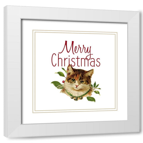 Cat Christmas 4 White Modern Wood Framed Art Print with Double Matting by Kimberly, Allen
