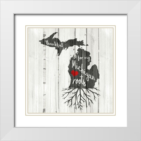 MI Roots White Modern Wood Framed Art Print with Double Matting by Kimberly, Allen