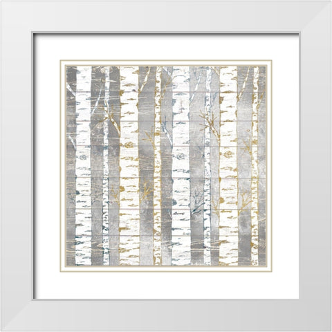 In The Birches White Modern Wood Framed Art Print with Double Matting by Kimberly, Allen