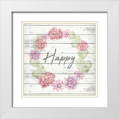 Happy White Modern Wood Framed Art Print with Double Matting by Kimberly, Allen