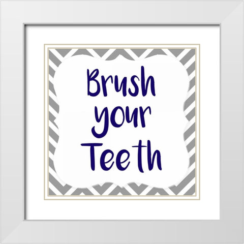 Brush Your Teeth White Modern Wood Framed Art Print with Double Matting by Allen, Kimberly