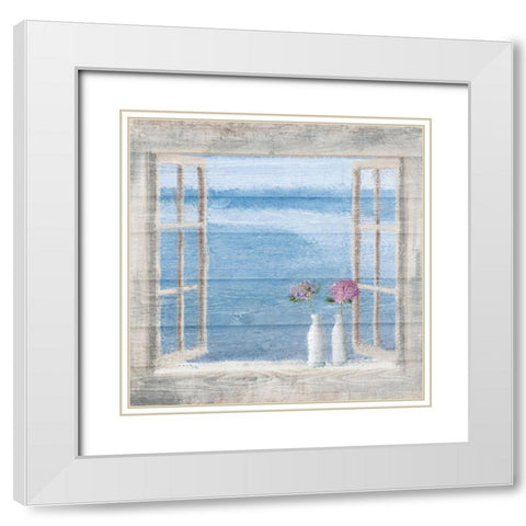Ocean View White Modern Wood Framed Art Print with Double Matting by Kimberly, Allen