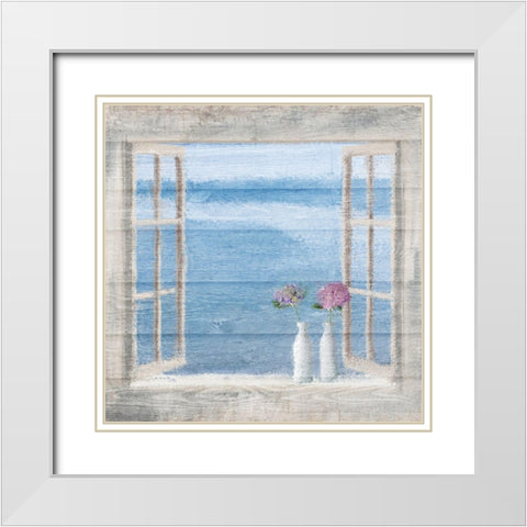 Ocean View White Modern Wood Framed Art Print with Double Matting by Kimberly, Allen