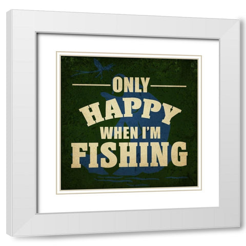 Only Happy White Modern Wood Framed Art Print with Double Matting by Kimberly, Allen