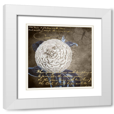 White Bloom Navy 1 White Modern Wood Framed Art Print with Double Matting by Kimberly, Allen
