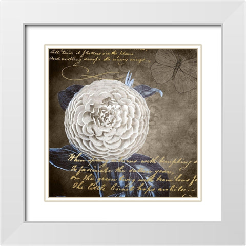 White Bloom Navy 1 White Modern Wood Framed Art Print with Double Matting by Kimberly, Allen