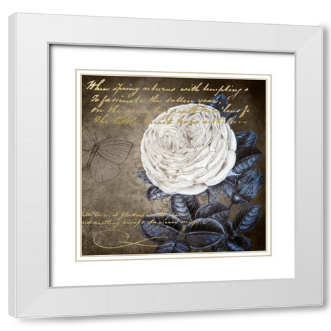 White Bloom Navy 2 White Modern Wood Framed Art Print with Double Matting by Kimberly, Allen
