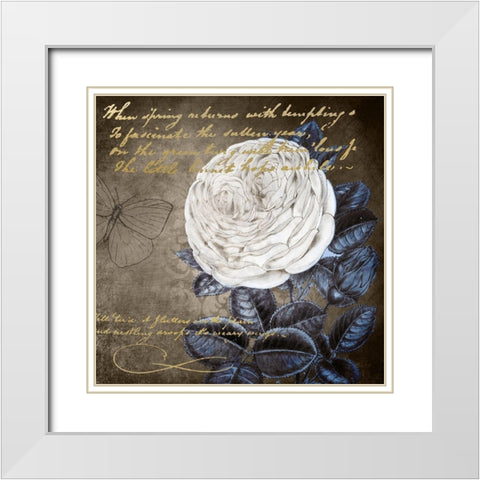 White Bloom Navy 2 White Modern Wood Framed Art Print with Double Matting by Kimberly, Allen