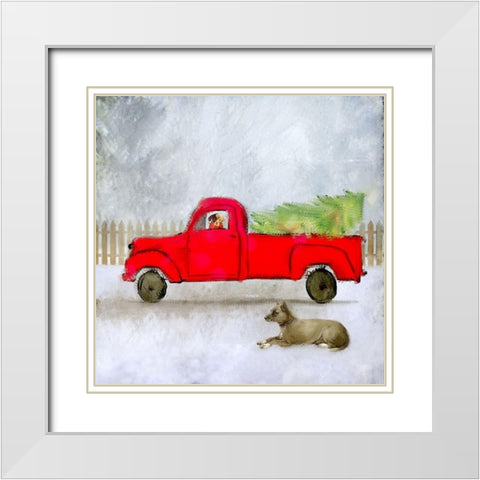 Pup In The Window White Modern Wood Framed Art Print with Double Matting by Kimberly, Allen