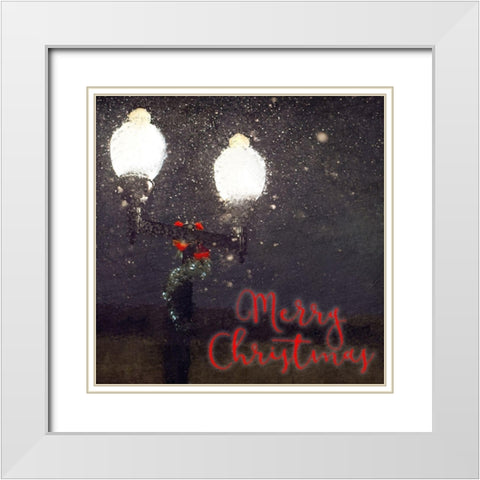 Light Post Christmas White Modern Wood Framed Art Print with Double Matting by Kimberly, Allen