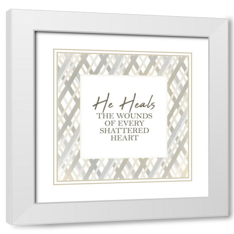 He Heals White Modern Wood Framed Art Print with Double Matting by Kimberly, Allen
