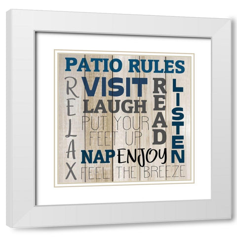 Patio Rules White Modern Wood Framed Art Print with Double Matting by Allen, Kimberly