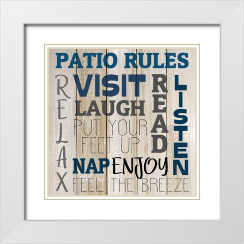 Patio Rules White Modern Wood Framed Art Print with Double Matting by Allen, Kimberly