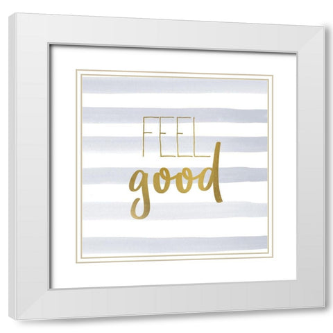 Be Happy 2 White Modern Wood Framed Art Print with Double Matting by Kimberly, Allen