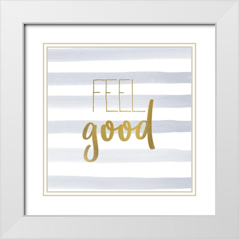 Be Happy 2 White Modern Wood Framed Art Print with Double Matting by Kimberly, Allen