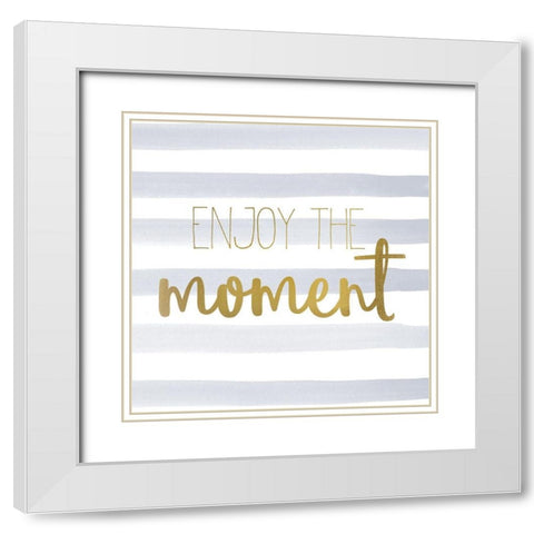Be Happy 3 White Modern Wood Framed Art Print with Double Matting by Kimberly, Allen